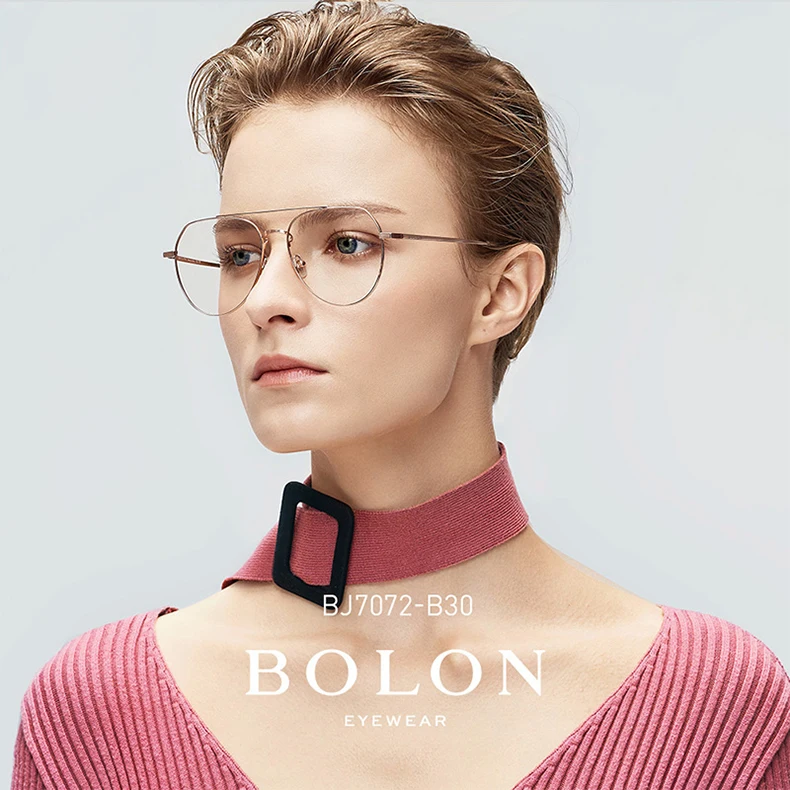 BOLON Double Bridge Eye Glasses Frame for Men Women, Aviation Spectacles Frames for Myopia Sunglasses with Diopters BJ7072