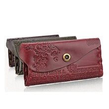 2016 Femmes Portefeuille Femelle Porte-Monnaie En Cuir Véritable Gaufrage Hasp Marque Refaire Va Femmes Élégant Femelle Femmes de Portefeuilles