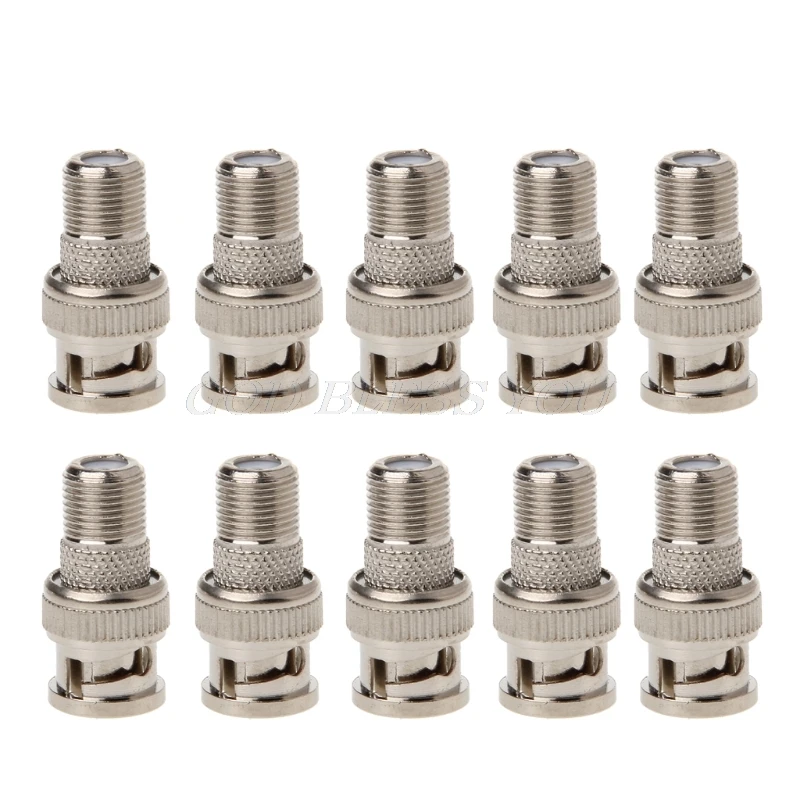 

10PCS/Set BNC Male Plug To F Female Jack Coax Connector Adapter For CCTV Camera