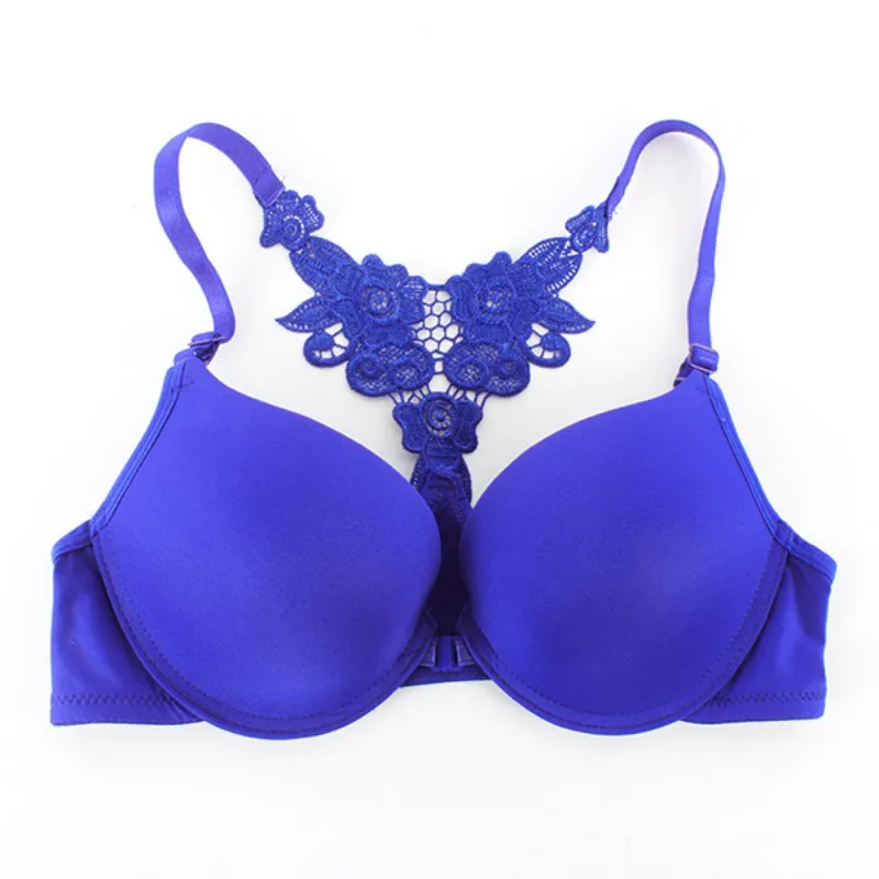 Women Lingerie Front Closure Lace Racer Back Racerback Push Up Seamless Bra