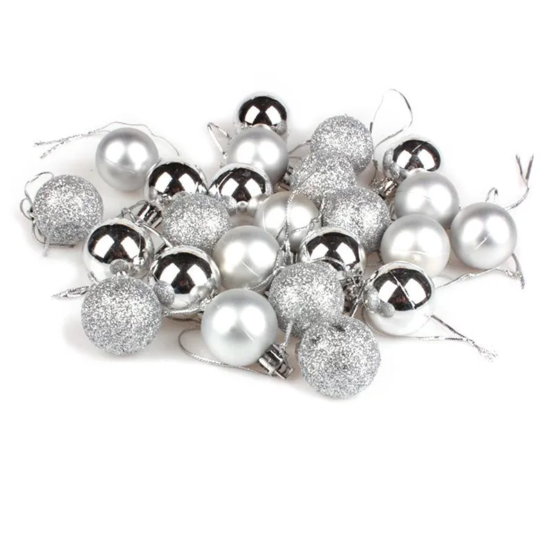 24 шт./лот, Одноцветный шар-безделушка для рождественской елки, подвесное украшение, рождественские украшения, вечерние украшения для дома и праздника - Цвет: Silver