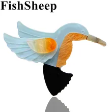 FishSheep Cute Birds Brooches For Women Kids Vintage Acrylic Resin Hummingbird Pins And Brooches Hijab Pin Female Accessories