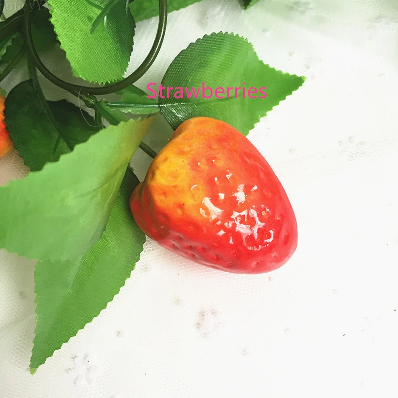 Artificial Strawberries with leaves Wedding Party House Decorative