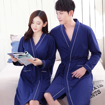 

Spring Sexy Women Sleepwear Nightwear Kimono Robe Soild Summer Casual Cotton Couples Bathrobe Belt Elegant Bathroom Spa Robe 3XL