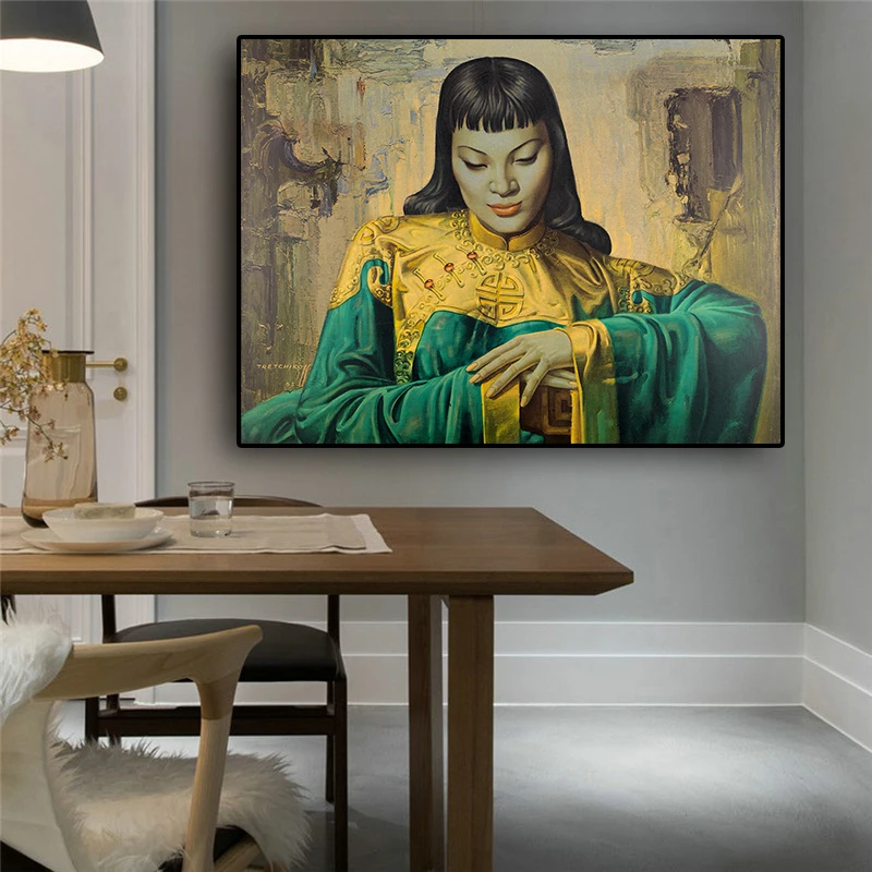 

Tretchikoff Lady from Orient Reproduction Oil Painting on Canvas Posters and Prints Scandinavian Wall Picture for living room