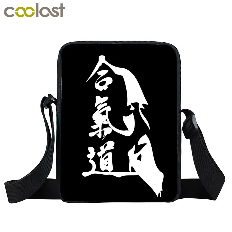 Крутая мини-сумка-мессенджер для боевых искусств дзюдо/тхэквондо/каратэ/айкидо, сумки через плечо для мальчиков, детская Кобра, сумка Kai, детские сумки для книг - Цвет: xkb Aikido01