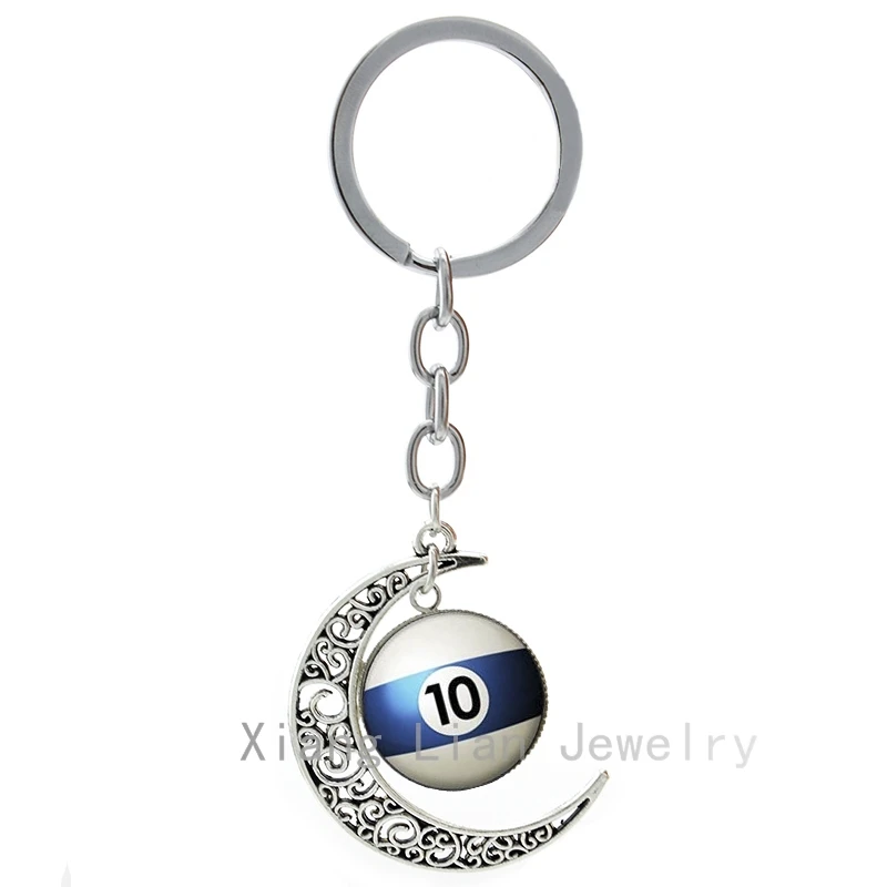 

Number 10 Pool Billiard Ball keychain personalized billiards Table Tennis pture moon pendant key chain Fathers Day gift T470