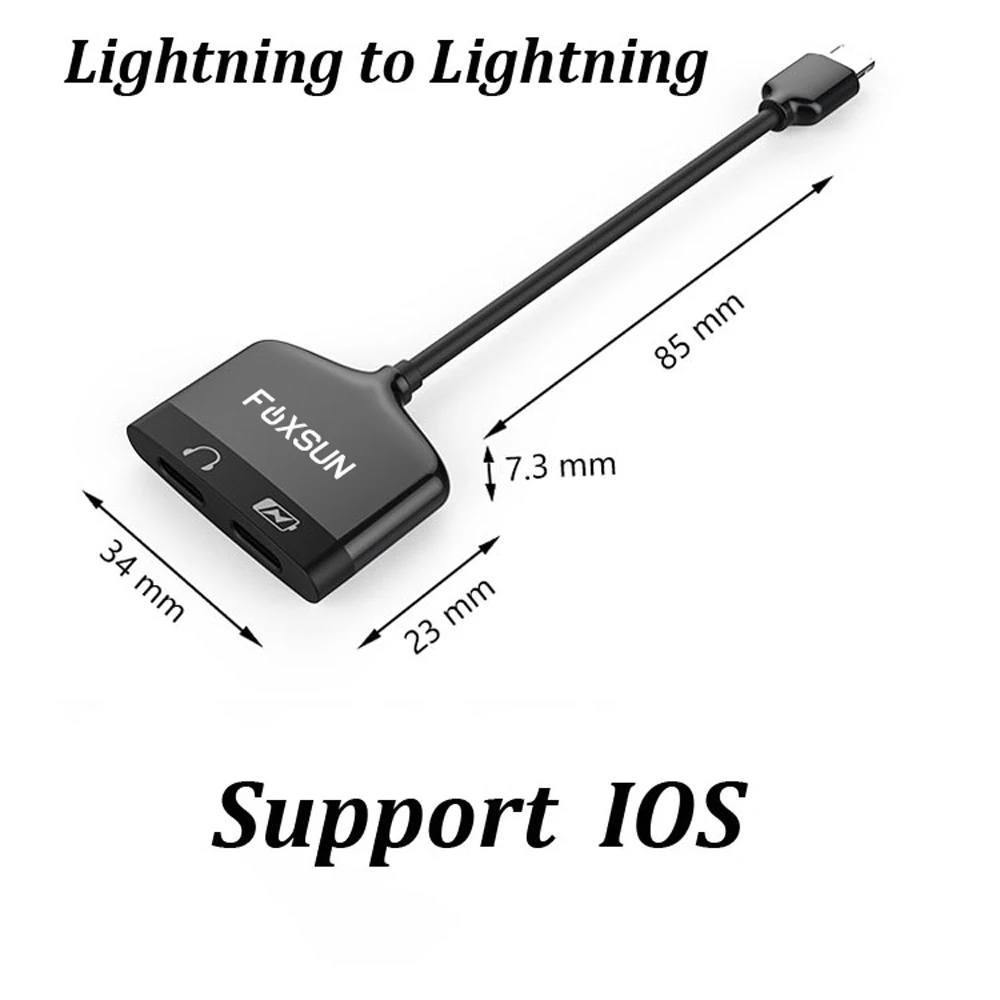 Dual for Lightning Headphone Audio Charge Adapter for iPhone 7 8 X For Lightning AUX Splitter Charge Call Voice Wire Control