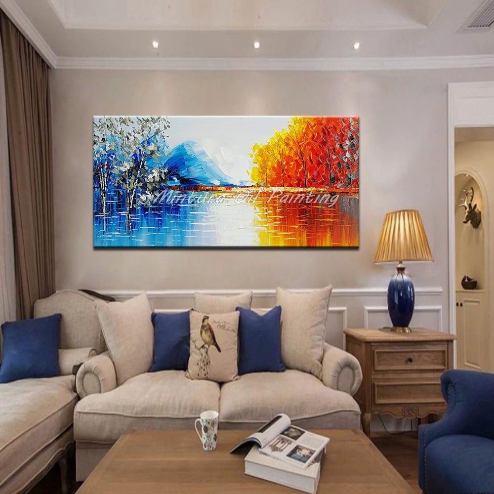 Kaufen Mintura Handgemachte Moderne Abstrakte Landschaft Ölgemälde Auf Leinwand Wand Kunst Bilder Für Live Room Home Decor Gemälde Unframe