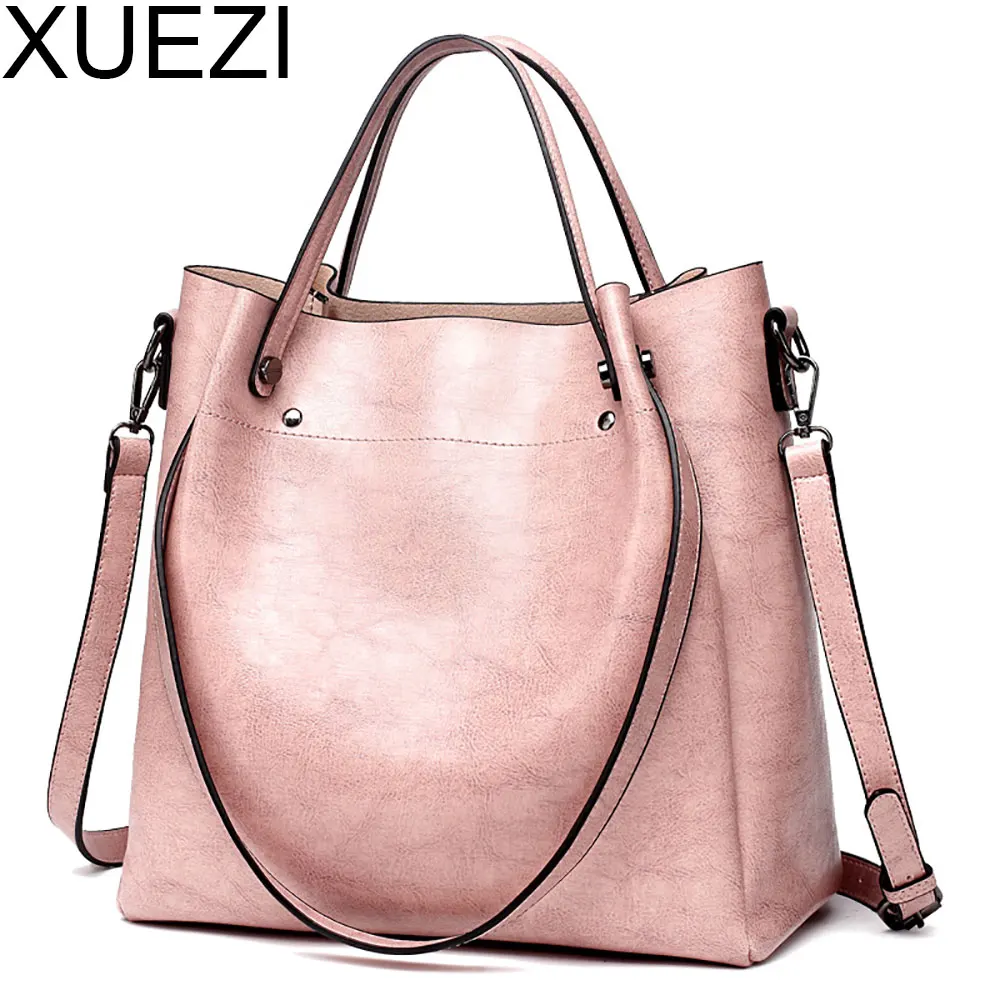 

Latest design ladies handbag New European and American handbags Oil wax Leather handbags Shoulder Bucket Bag Messenger Bag