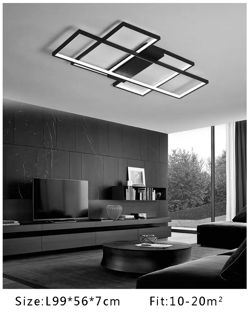 Популярный современный светодиодный потолочный светильник для гостиной, спальни, потолочный светильник, потолочный светильник из алюминия черного цвета