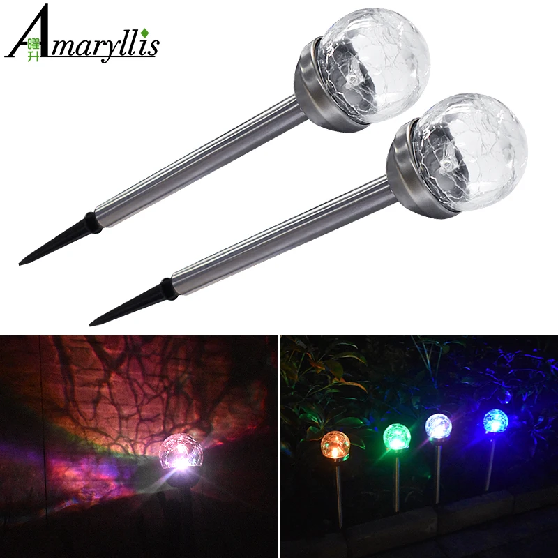 

Solar Crack Lawn Light Glass Ball Globe Color Changing Lights Waterproof Outdoor Ground Lamp Garden Decorations Lighting