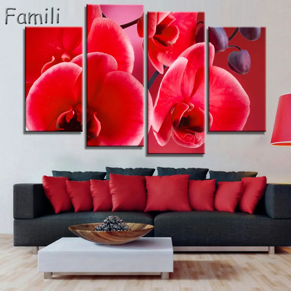 4 шт. настенные картины на холсте с орхидеями без рамки|pictures on the wall|pictures wallmodular