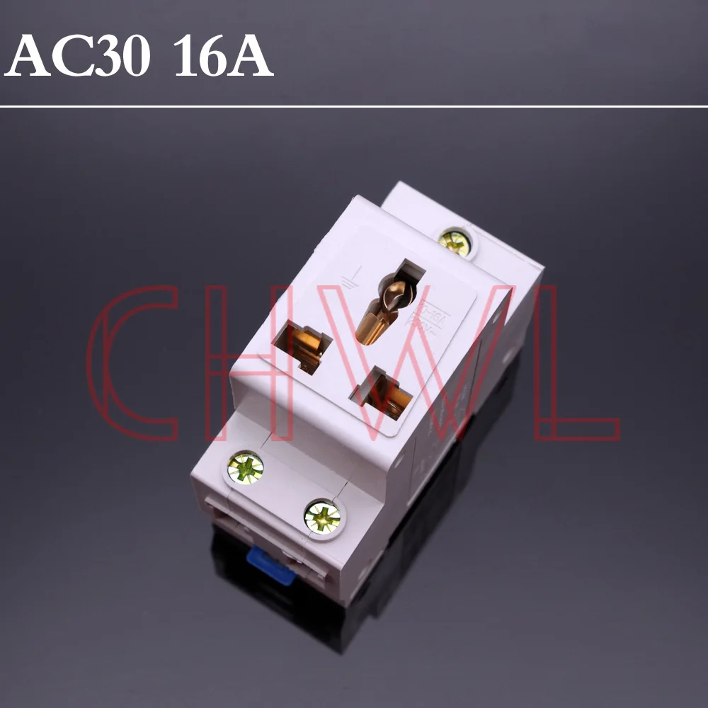 

AC30 SERIES US EU Three Phase Universal 3 Pin Plug 35mm Din Rail Mount Modular socket 16A 250V AC FREE SHIPPING