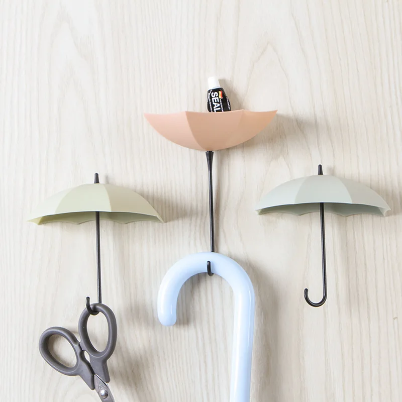 3 шт./компл. милые настенные крючки в виде зонтиков Креативные украшения настенное крепление для ключей настенный держатель