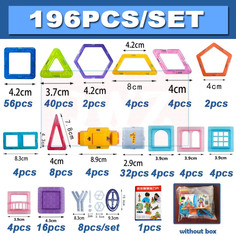 Beste 196 stks set Magnetische Blokken Bouw Speelgoed Magnetische Designer voor Kinderen Magneet Spelletjes Educatief speelgoed Voor Kinderen Geschenken
