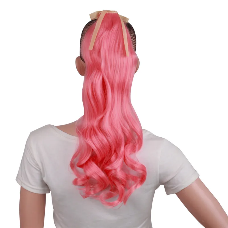 2" 22" Длинные Прямые Шнурки конский хвост белый блонд розовый красочные синтетические волосы для наращивания лента Конский хвост MapofBeauty