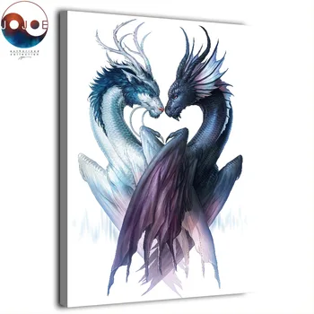 

HD printed 1 panel canvas painting Yin and Yang Dragons by JoJoes Art wall pictures for living room posters and prints artwork