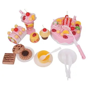 

75pcs Miniature Food Birthday Cake Ice Cream Set Pretend Play Role Playing Game Educational Toys for Children Kids Toddler