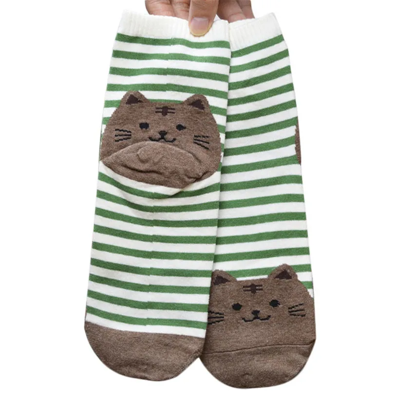 Womail Мода г. носки с мультяшным рисунком Для женщин кот следы 3D Животные полосатые теплые хлопковые носки женские тапочки meias носки для Fema t515