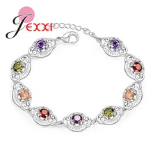 Красивые цветные разноцветные браслеты из настоящего циркона, 925 пробы, серебряные браслеты, женские браслеты, ювелирные изделия