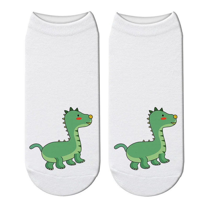 Новинка; женские носки с объемным принтом динозавра из мультфильма; детские короткие носки с милым динозавром; Kawaii Tyrannosaurus Rex; короткие носки