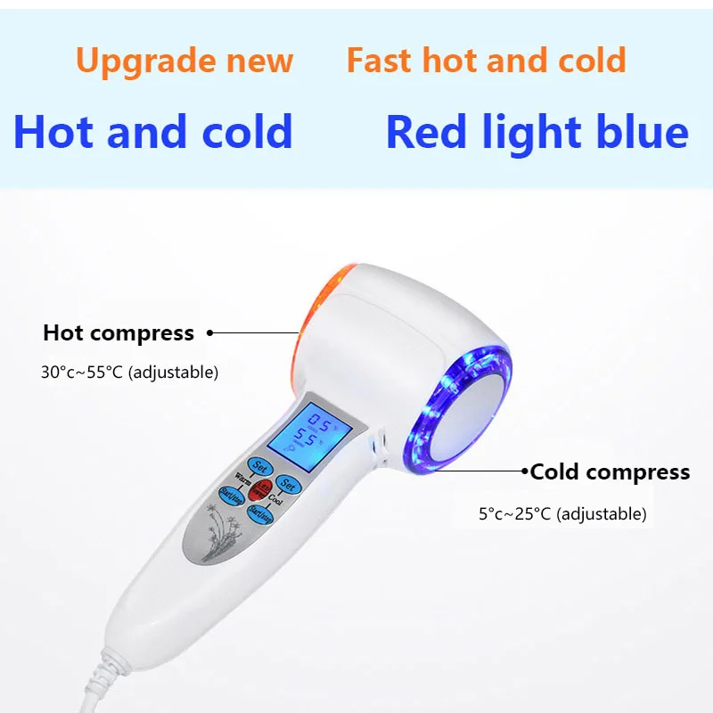  LED Light Photon Lymphatic Face Massager LCD Cryotherapy Hot Cold Hammer Cryotherapy Shrink Pore Fa - 4000007678983