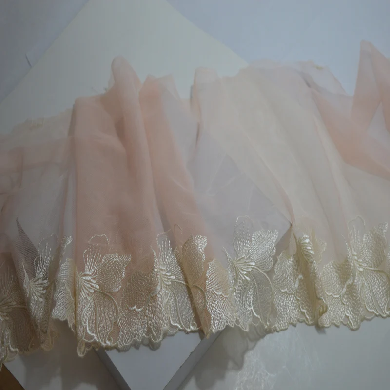 Somelace (2yds/лот) розовая марля Флуоресцентный цвет лица Цветочная вышивка