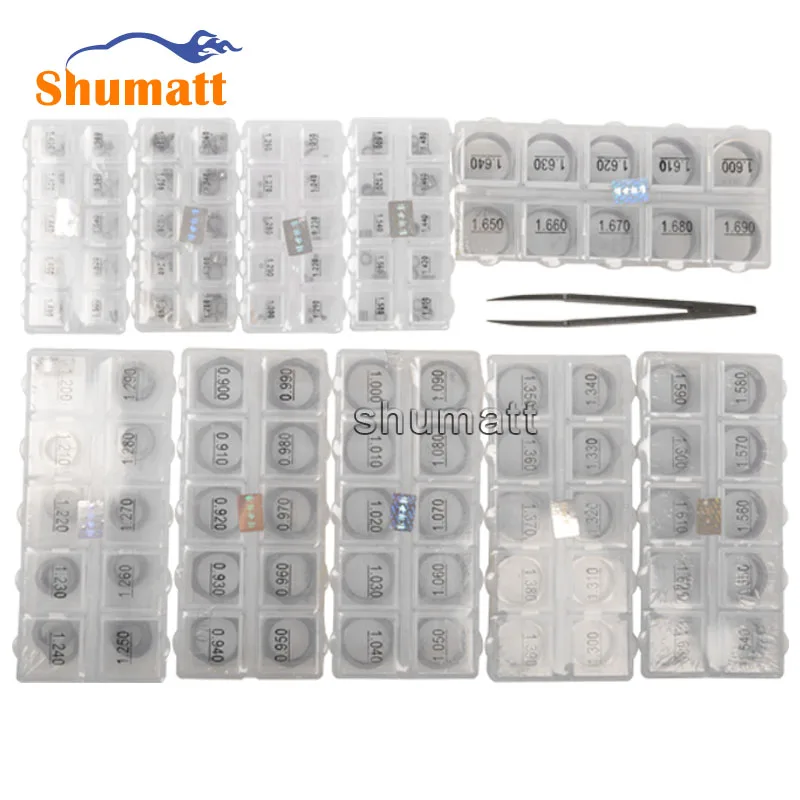 

500pcs Common Rail Parts Diesel Injector Valve Assy Adjusting Washers Shims Set B11 B12 B13 B14 B16 B22 B25 B26 B27 B31