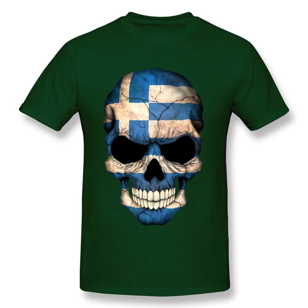 Tops T Shirt Greek Flag Skull Thanksgiving Day Latest Casual Short Sleeve 100% Cotton O-Neck Men's T Shirt Casual Tee Shirts Greek Flag Skull dark