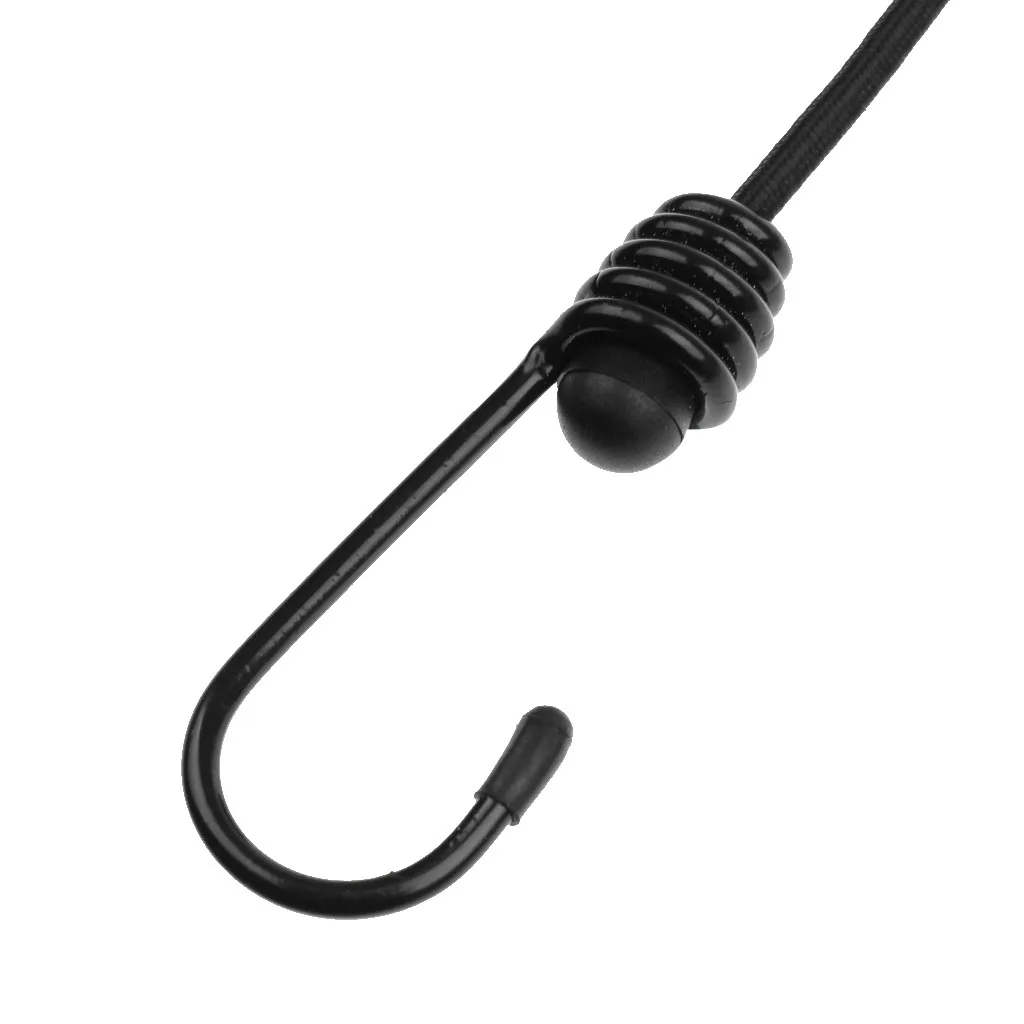 Marine 6 Pcs Black Bungee Cord Tie Down Straps Assortment Set 47cm 60cm & 76cm for Canoe Kayak Inflatable Boat Dinghy Accessory
