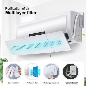 

Air Conditioner Wind Deflector Without Perforation Easy Installation Telescopic 74-103cm M8617