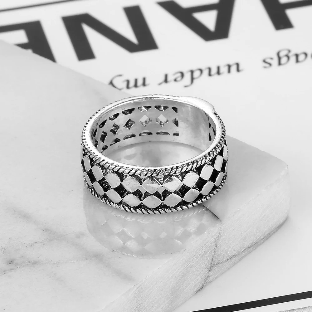 Древний серебряный цвет мода шин Pattern мужские Будды звено цепи кольцо перста