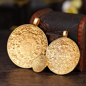

Tranic Buddhist Suppliers Silver/Gold Nepal Handmade Carving Alloy Metal Jiugong Eight Trigrams Amulet Pendant