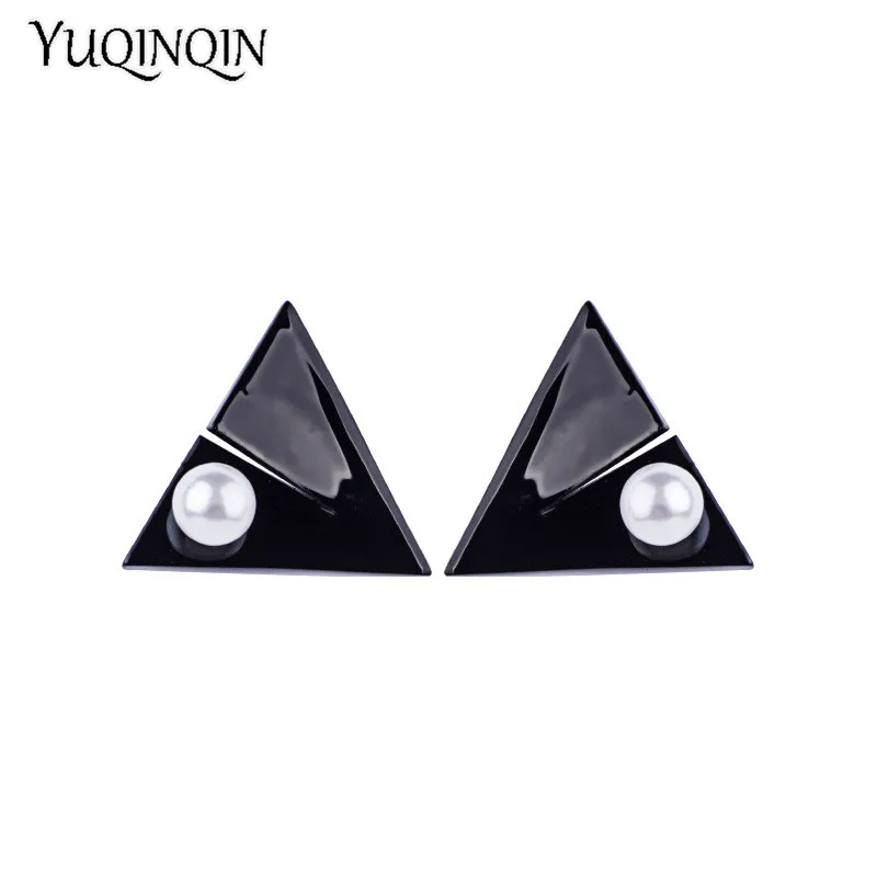 

Classic Fashion Resin Earrings for Women Big Triangle Geometric Imitation Pearl Acrylic Drop Earring Girls Elegant Gifts Jewelry
