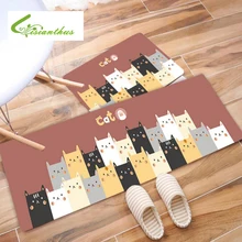 Bienvenue tapis de sol Animal mignon chats imprimé salle de bain cuisine tapis maison paillassons pour salon anti-dérapant tapis de Tapete de toilette(China)