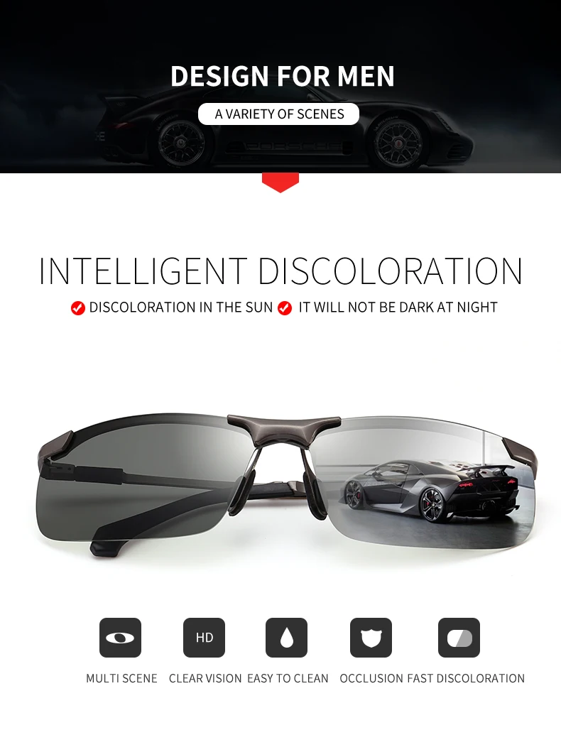 HDCRAFTER новые фотохромные солнцезащитные очки для мужчин для вождения поляризованные солнцезащитные очки oculos de sol masculino Размер: 66mm-19mm-141mm