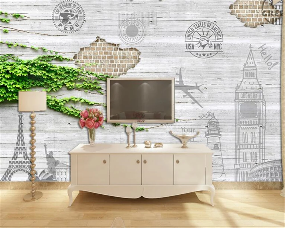 Beibehang Custom wallpaper European architecture nostalgia brick wall painting home decor tv couch background wall 3d wallpaper architecture in asmara