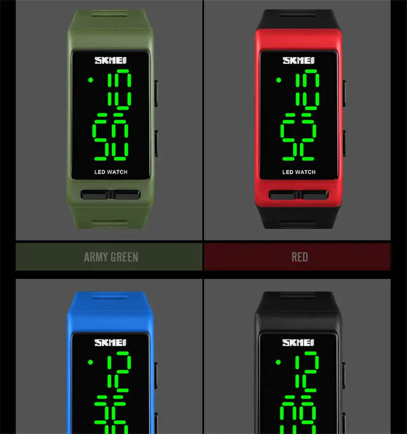 SKMEI спортивные часы светодиодный мужские часы армейский зеленый водонепроницаемый люксовый бренд браслет студенческие часы детские наручные часы Relogio