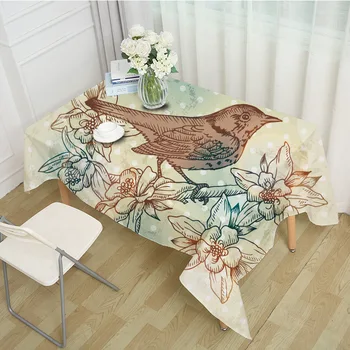 

Decorative Table Cloth Rectangular Party Banquet Outdoor Tablecloth Home Decor Table Cover sparrow Birdcage Pattern MZ0017