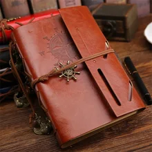 2017 new Spiral NoteBook Newest Diary Book Vintage Pirate Anchors PU leather Note Book Replaceable Xmas Gift Traveler Journal new diary notebook vintage pirate note book replaceable traveler notepad book leather cover kraft paper notebook