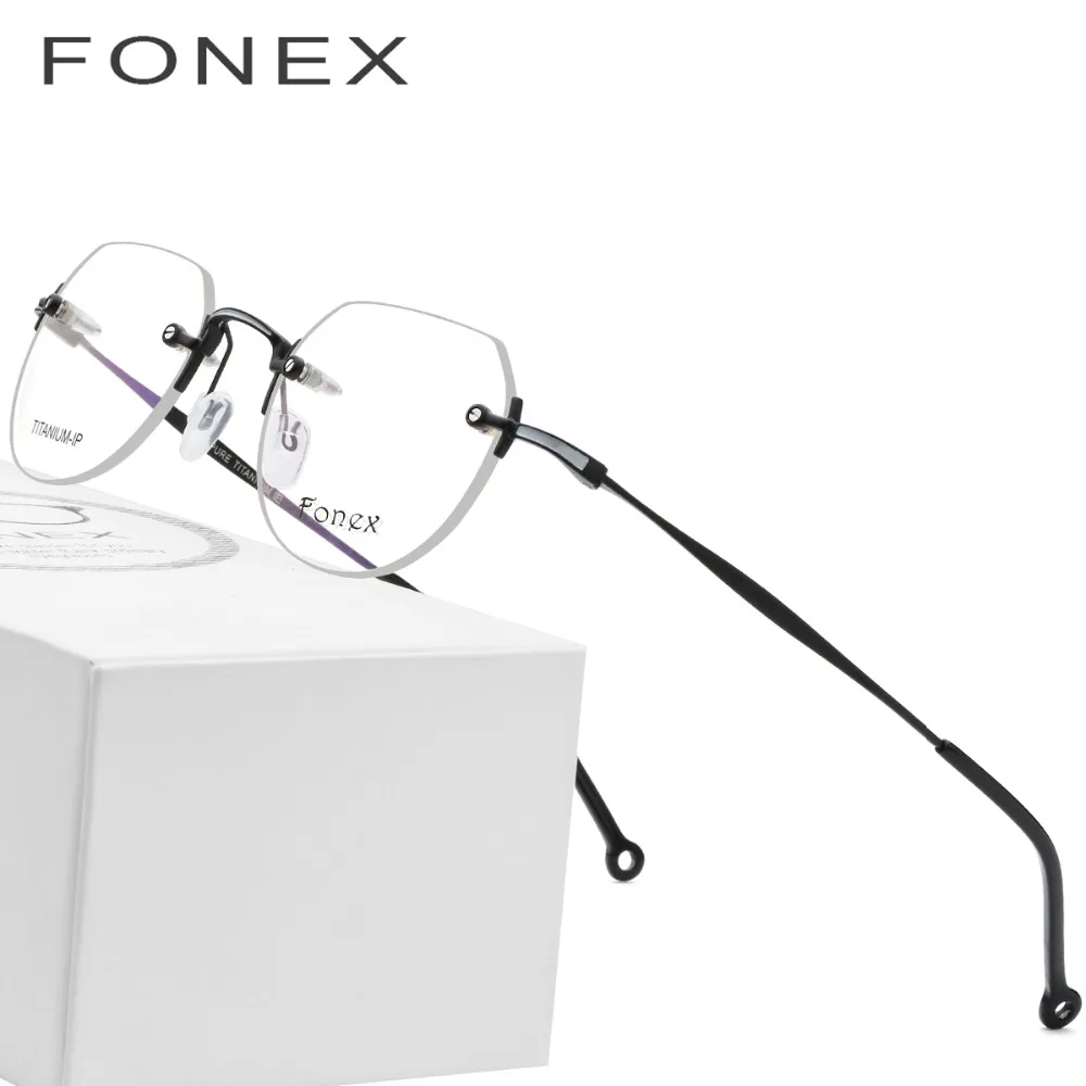 

Pure Titanium Rimless Glasses Frame Men 2018 Light Vintage Polygon Prescription Eyeglasses Women Myopia Optical Frames Eyewear