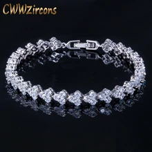 CWWZircons модные Римский дизайн звенья цепи AAA+ кубический цирконий круглый кристалл теннисные браслеты для женщин классические CZ Ювелирные изделия CB050