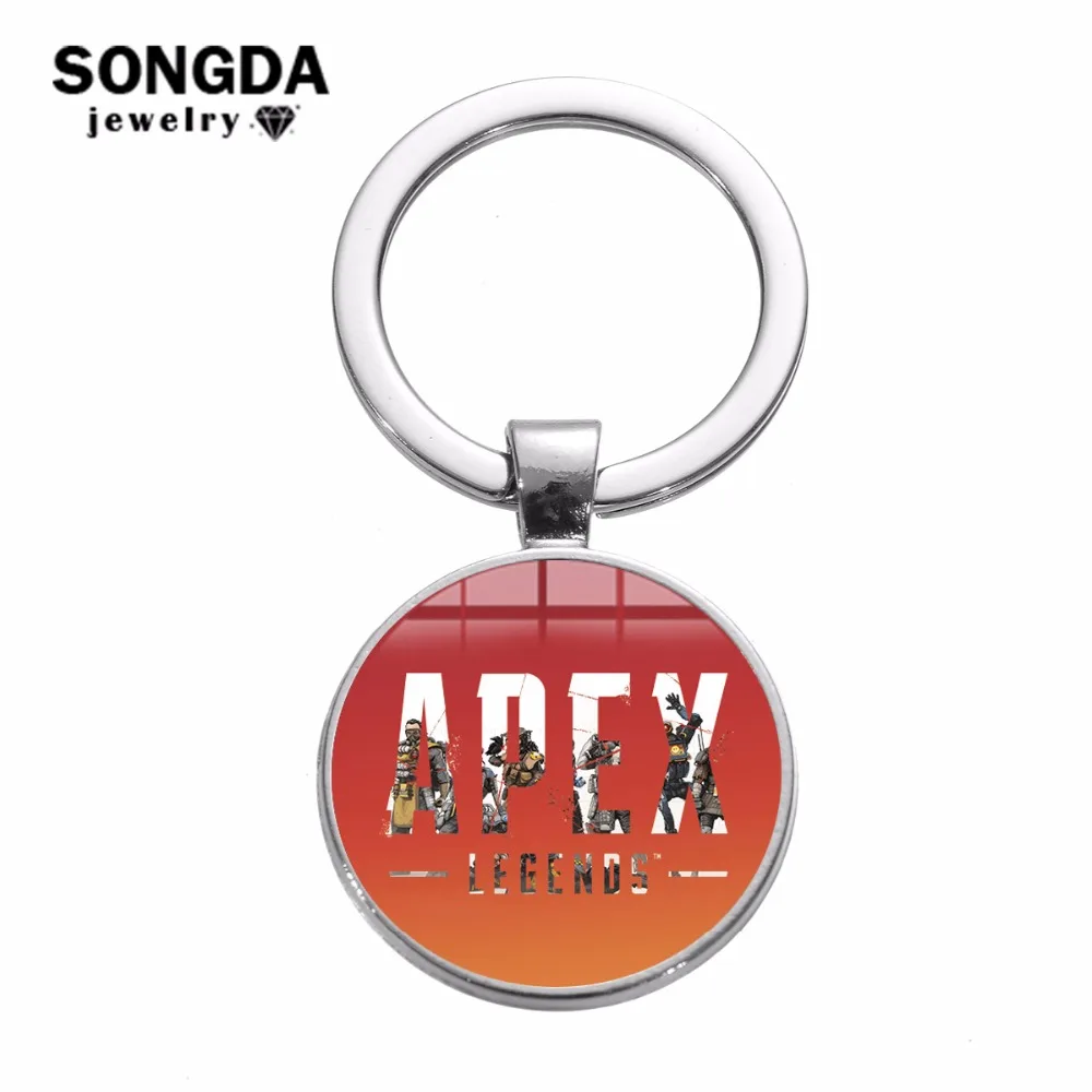 

SONGDA Apex Legends Keychain Fashion Logo Printing Glass Cabochon Key Ring Hot Game Men Motorcycle Car Key Chain Holder Souvenir