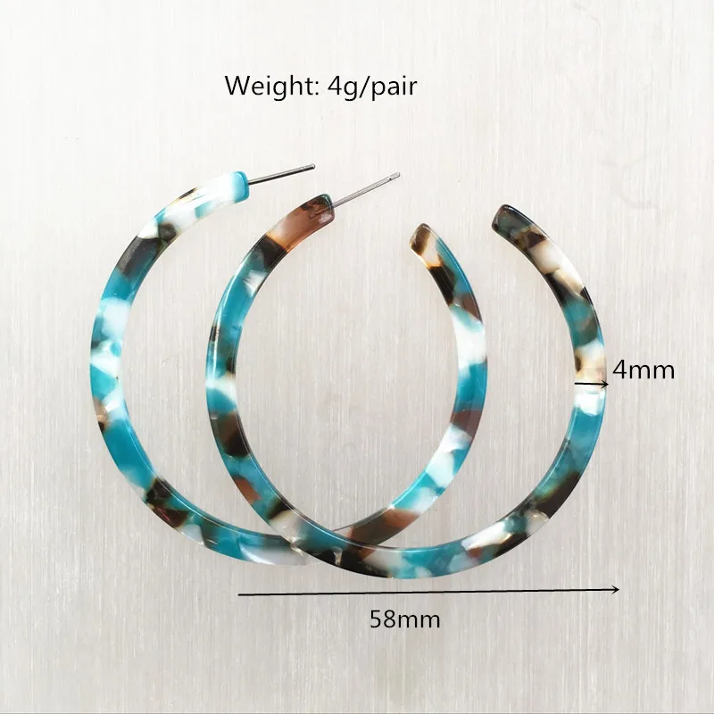 UJBOX 2018 Colored Acetate Earrings women Large Leopard Resin Acetic Acid Hoop Earrings Factory Wholesale Wedding Party Gift - Image 6