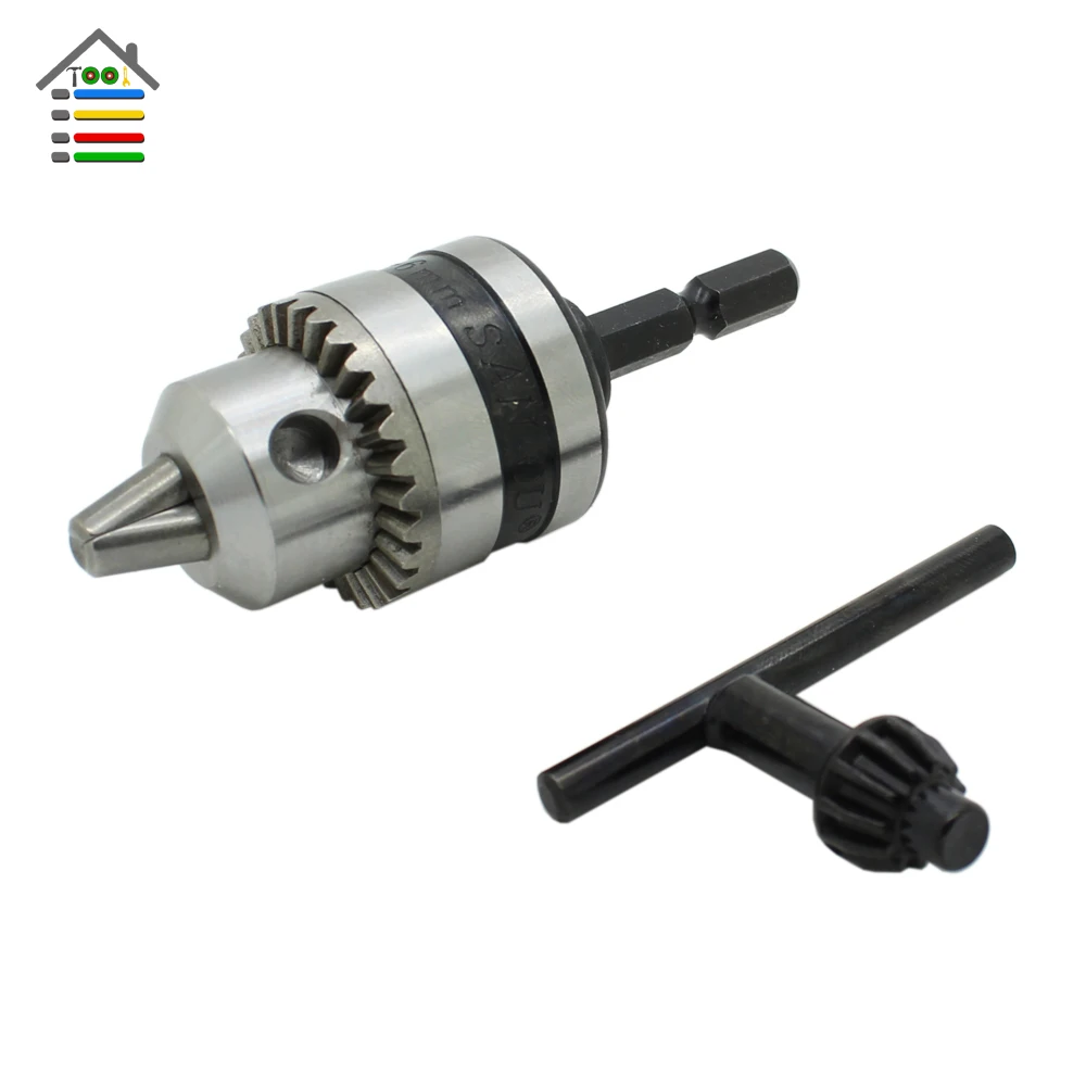 

AUTOTOOLHOME 1/4 Hex Shank Electric Drill Chucks Capacity 0.6 to 6mm Thread 3/8-24 UNF Adapter for Electric Hammer Power Tools