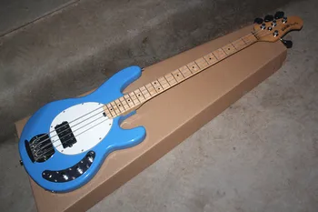 

Top Quality Blue Music Man Ernie Ball Sting Ray 4 String Electric Bass Guitar with active pickups 9V battery Free Shipping
