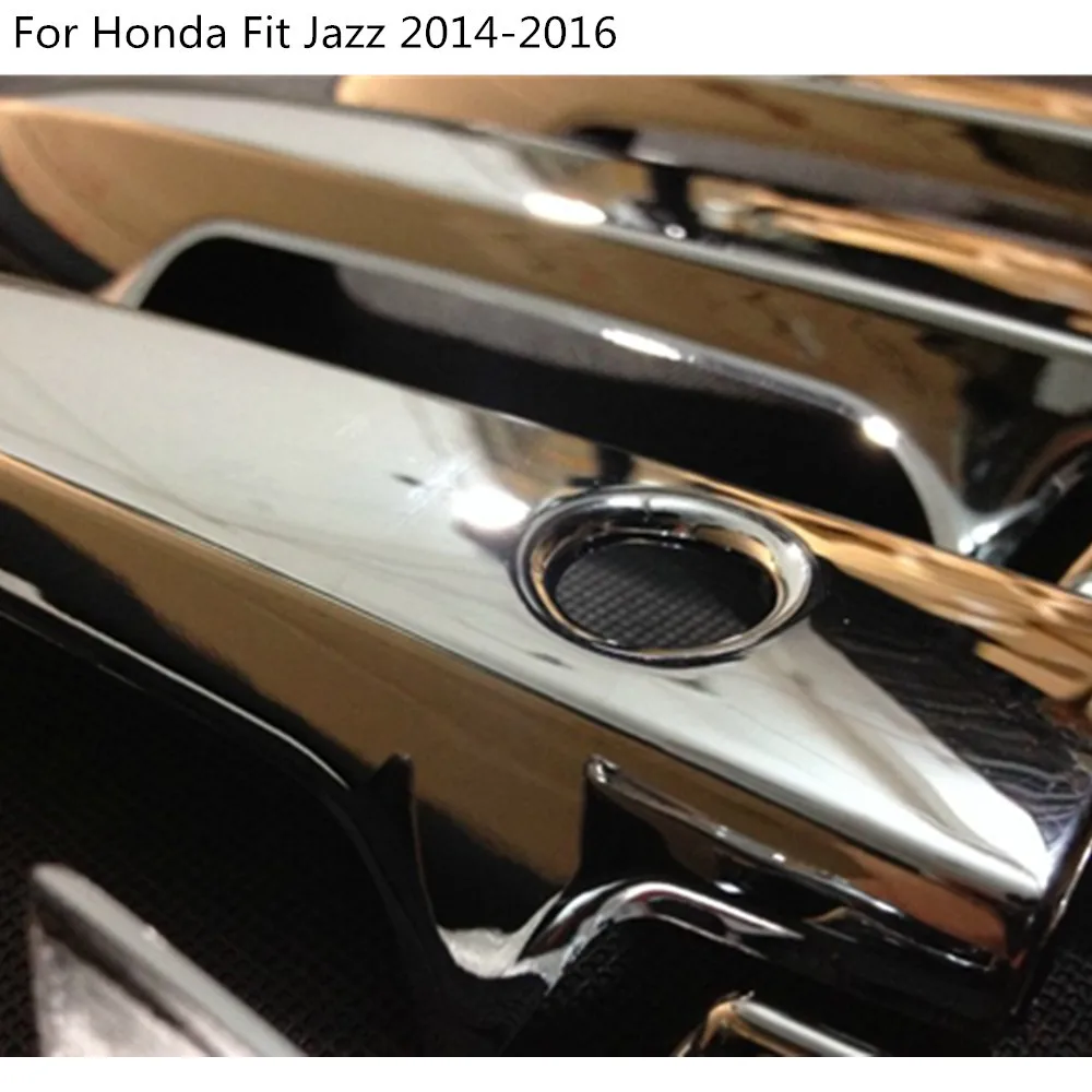 car styling cover protection detector stick frame lamp trim ABS chrome car door handle 8pcs For Honda Fit Jazz