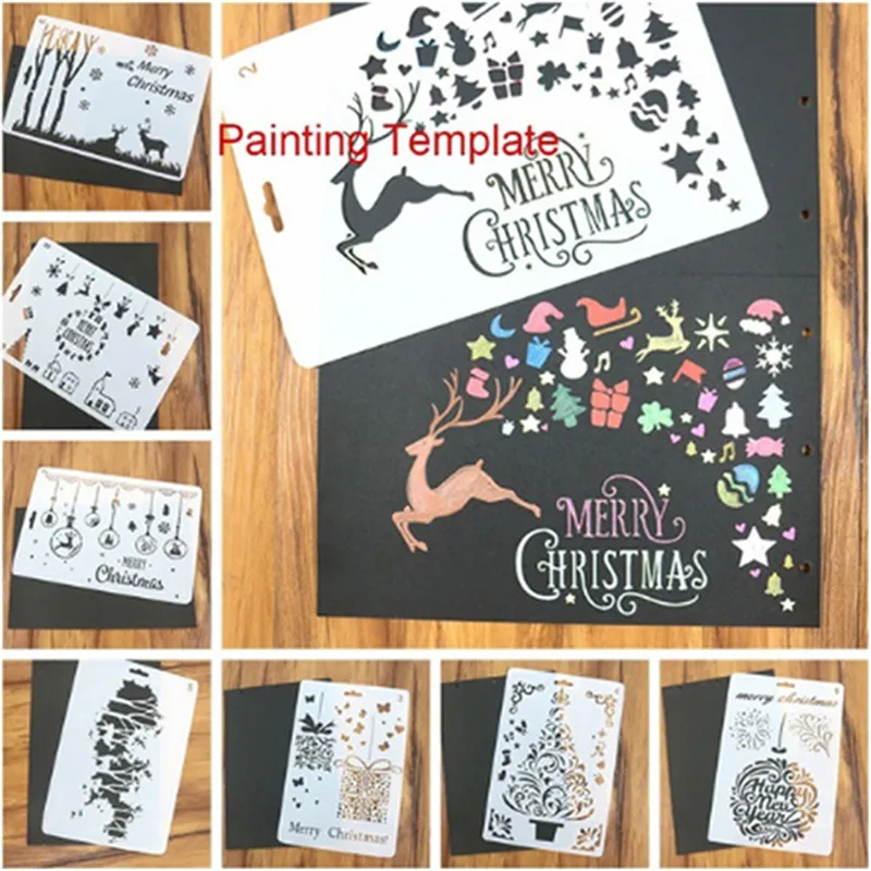1pcs Christmas Painting Openwork Template Diy Diary Stationery Journal Photo Album Lace Ruler | Дом и сад