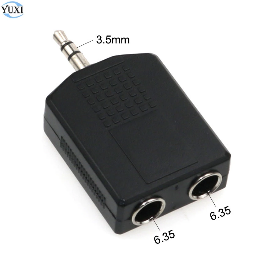 YuXi Adaptador de Audio con conector de 3,5mm, adaptador macho estéreo a hembra de 6,35mm, doble conector para auriculares, micrófono Y convertidor divisor| | -